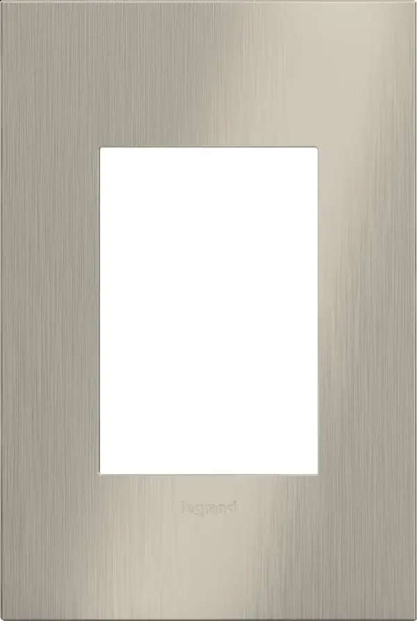 Think €œdistinguished, but knows how to have fun.€ Match to existing hardware, or use for contrast. A 3-Gang Wall Plate, it is perfectly sized to fit any combination of up to three standard-sized adorne devices, or up to six half-sized adorne designer switches and outlets. Collection: adorne Finish: Satin Nickel Notes: Satin Nickel 1 Gang /3Mod Wp Width: 3.45" Height: 5.13" Length: 0.35" Weight: 0.55 lb Extension from Wall: 1.19" Bulb Type: tbn Material: Cast Metals Country of Origin: Mexico Connection: Screwless Manufacturer Warranty: Limited Lifetime