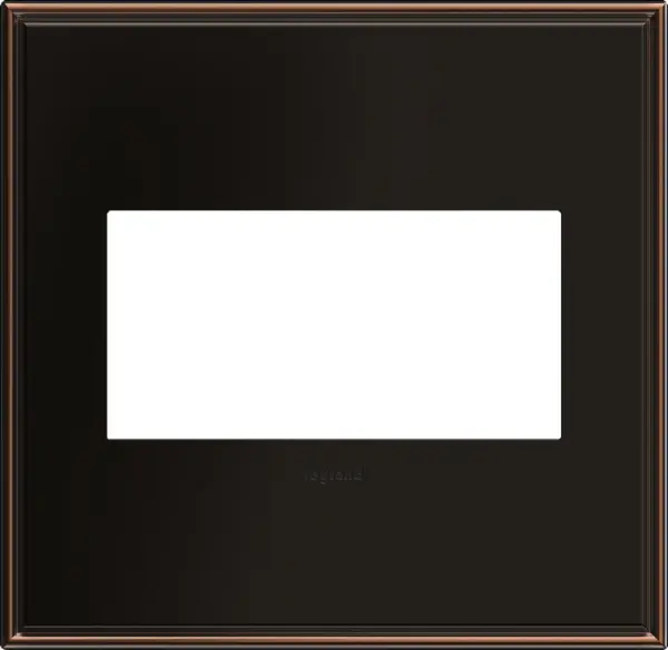 A perfect cast metal to complement various kitchen styles, ranging from cottage-inspired to rustic. A 2-Gang Wall Plate, it is perfectly sized to fit any combination of up to two standard-sized adorne devices, or up to four half-sized adorne designer switches and outlets. Collection: adorne Finish: Oil Rubbed Bronze Notes: Oil Rubbed Bronze W/Border 2 Gang Wp Width: 5.29" Height: 5.13" Length: 0.35" Weight: 1.08 lb Extension from Wall: 1.19" Bulb Type: tbn Material: Cast Metals Country of Origin: Mexico Connection: Screwless Manufacturer Warranty: Limited Lifetime
