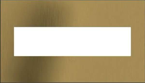 Classic brass goes modern in a milder metallic that transforms spaces with understated elegance. A 1-Gang Wall Plate, it is perfectly sized to fit a standard-sized adorne device, or any combination of two half-sized adorne designer switches or outlets. Collection: adorne Finish: Brushed Satin Brass Width: 8.88" Height: 5.13" Length: 0.35" Weight: 0.70 lb Extension from Wall: 1.00" Material: Cast Metals Country of Origin: Mexico Connection: Screwless Manufacturer Warranty: Limited Lifetime