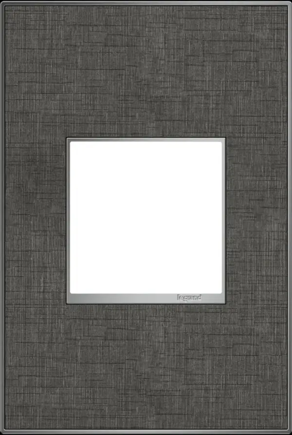 Attractive, yet a little unexpected, this darker linen conveys striking-but-effortless style. Made exclusively for use with designer switches and outlets from the adorne Collection. Collection: adorne Finish: Slate Linen Width: 3.45" Height: 5.13" Length: 0.35" Weight: 0.31 lb Extension from Wall: 1.00" Material: Real Materials Country of Origin: Mexico Connection: Screwless Manufacturer Warranty: Limited Lifetime