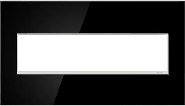 Modern and dramatic, add a luxurious feel to any room with this dark reflective finish. A 2-Gang Wall Plate, it is perfectly sized to fit any combination of up to two standard-sized adorne devices, or up to four half-sized adorne designer switches and outlets. Collection: adorne Finish: Mirror Black Notes: Mirror Black 4 Gang Wp Width: 8.88" Height: 5.13" Length: 0.35" Weight: 1.22 lb Extension from Wall: 0.35" Bulb Type: tbn Material: Real Materials Country of Origin: Mexico Connection: Screwless Manufacturer Warranty: Limited Lifetime