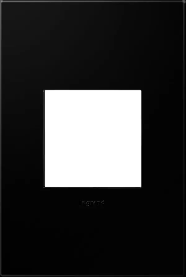 A strong, chic matte black to match darker hardware or strikingly contrast lighter shades/metals. A 1-Gang Wall Plate, it is perfectly sized to fit a standard-sized adorne device, or any combination of two half-sized adorne designer switches or outlets. Collection: adorne Finish: Black Ink Width: 3.45" Height: 5.13" Length: 0.35" Weight: 0.53 lb Extension from Wall: 0.35" Material: Polycarbonate Country of Origin: Mexico Connection: Screwless Manufacturer Warranty: Limited Lifetime