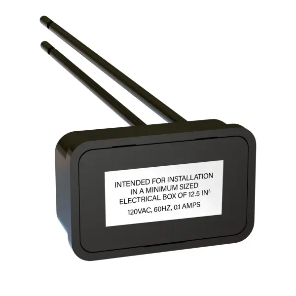 Designed to improve dimmer performance, use this bypass module in applications where flickering or ghosting (when a low level of light is emitted even in the €œoff€ position) occur. As an LED dimming load adapter, the module is usable with most 120V dimmers and makes for easier troubleshooting with ultra-low wattage LED lights. Can be wired into most electrical wall boxes (if neutral wire is present) or right at the light fixture. Collection: radiant Finish: Black Width: 0.87" Height: 0.55" Weight: 0.10 lb Country of Origin: China