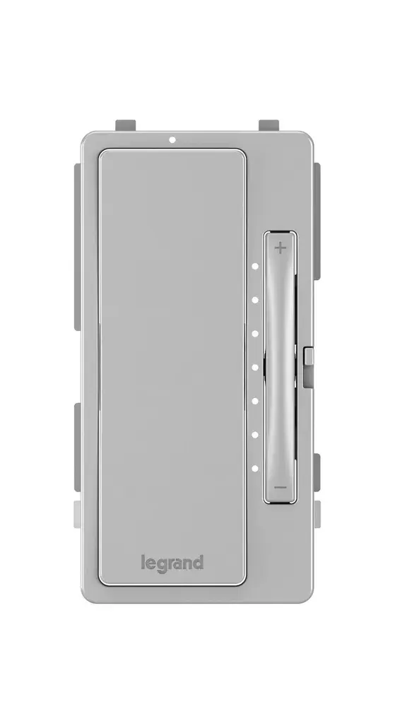 Giving your space a makeover? Easily update the look of your radiant Multi-Location Master Dimmer with an interchangeable face covers which snap right into place.Color options include: Brown, Black, Dark Bronze, Gray, Ivory, Light Almond, Nickel and White.Made exclusively for use with screwless Wall Plates from the radiant Collection, sold separately. Collection: radiant Finish: Gray Width: 1.30" Height: 2.63" Weight: 0.05 lb Country of Origin: China