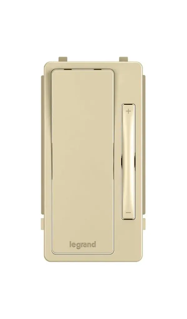 Giving your space a makeover? Easily update the look of your radiant Multi-Location Remote Dimmer with an interchangeable face covers which snap right into place.Color options include: Brown, Black, Dark Bronze, Gray, Ivory, Light Almond, Nickel and White.Made exclusively for use with screwless Wall Plates from the radiant Collection, sold separately. Collection: radiant Finish: Ivory Width: 1.30" Height: 2.63" Weight: 0.05 lb Country of Origin: China