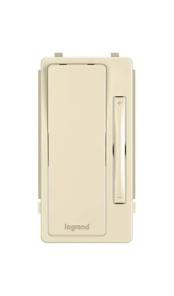 Giving your space a makeover? Easily update the look of your radiant Multi-Location Remote Dimmer with an interchangeable face covers which snap right into place.Color options include: Brown, Black, Dark Bronze, Gray, Ivory, Light Almond, Nickel and White.Made exclusively for use with screwless Wall Plates from the radiant Collection, sold separately. Collection: radiant Finish: Light Almond Width: 1.30" Height: 2.63" Weight: 0.05 lb Country of Origin: China
