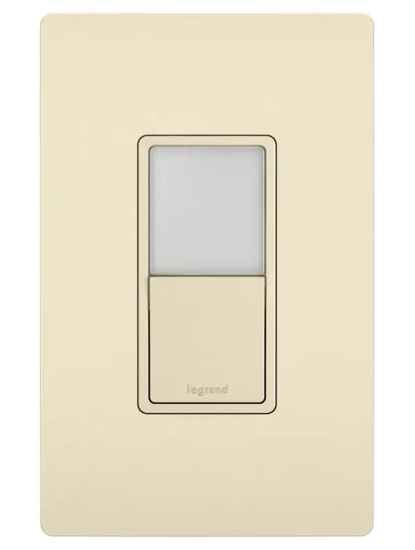 Add the convenience of a little extra light, wherever your home needs it, with this combination switch and built-in night light from the radiant Collection. Easily replacing an existing single-pole or 3-way switch, the night light portion has five adjustable light levels and uses a hidden sensor to turn on when it is dark, making it a great addition to bathrooms, kitchens and nurseries. Features the sleek, clean lines of radiant for a sophisticated touch.Made exclusively for use with screwless Wall Plates from the radiant Collection, sold separately. Collection: radiant Finish: Light Almond Width: 1.29" Height: 4.20" Length: 1.30" Weight: 0.30 lb Country of Origin: China