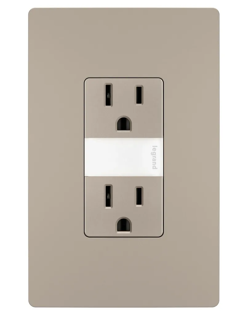radiant 15A Tamper-Resistant Outlet with Night Light in Nickel