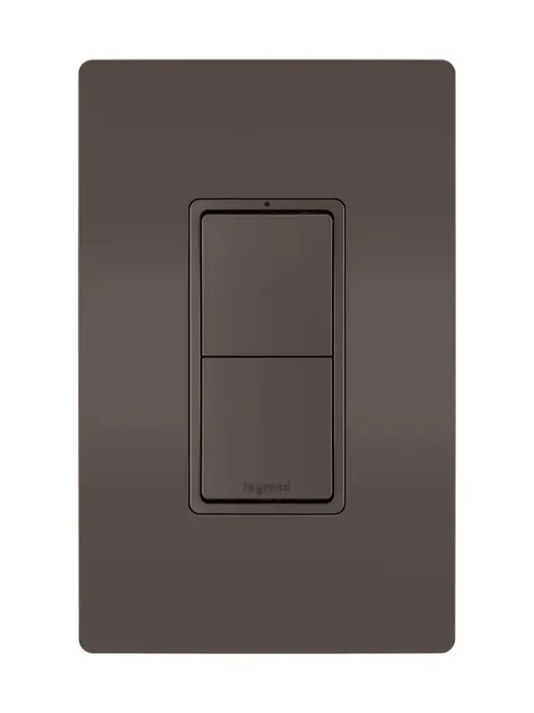 Control two separate lights or devices from a single location with this combination switch. Designed to emulate the sleek lines of the collection's paddle switches, it delivers flexible, space-saving control with the sophisticated look of radiant.Made exclusively for use with screwless Wall Plates from the radiant Collection, sold separately. Collection: radiant Finish: Brown Width: 1.29" Height: 3.81" Length: 1.59" Weight: 0.20 lb Country of Origin: China