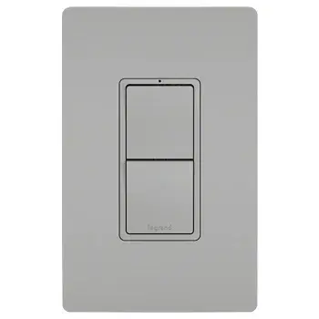 Control two separate lights or devices from a single location with this combination switch. Designed to emulate the sleek lines of the collection's paddle switches, it delivers flexible, space-saving control with the sophisticated look of radiant.Made exclusively for use with screwless Wall Plates from the radiant Collection, sold separately. Collection: radiant Finish: Gray Width: 1.29" Height: 3.81" Length: 1.59" Weight: 0.20 lb Country of Origin: China