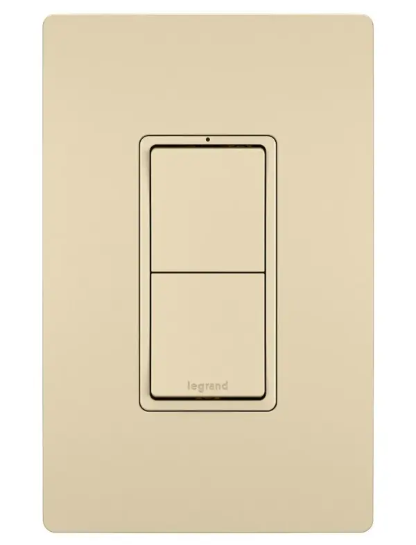 Control two separate lights or devices from a single location with this combination switch. Designed to emulate the sleek lines of the collection's paddle switches, it delivers flexible, space-saving control with the sophisticated look of radiant.Made exclusively for use with screwless Wall Plates from the radiant Collection, sold separately. Collection: radiant Finish: Ivory Width: 1.29" Height: 3.81" Length: 1.59" Weight: 0.20 lb Country of Origin: China