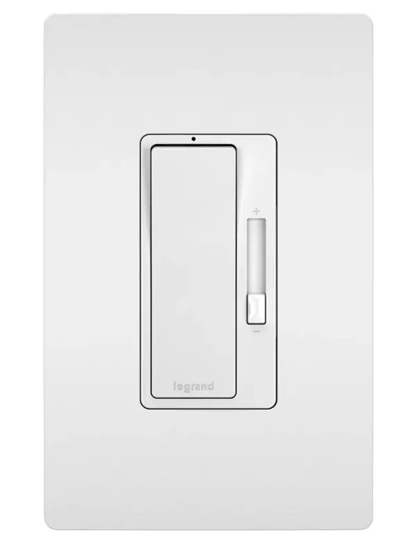 Upgrade your space with precise dimming and exceptional style. This dimmer is designed for use with 2-wire fluorescent fixtures, and features the clean lines and smooth control of the radiant Collection.Made exclusively for use with screwless Wall Plates from the radiant Collection, sold separately. Collection: radiant Finish: White Width: 2.50" Height: 4.25" Length: 1.25" Weight: 0.24 lb Country of Origin: China