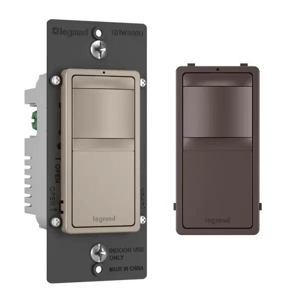 Simplify control while saving energy, with the radiant Occupancy Sensor. Automatically turning the light on when someone enters a room, and shutting it off when the room is empty, this sensor includes an adjustable timed delay for shut off, as well as additional settings for more flexible control. Part of the radiant Collection, it features clean lines and smooth paddle action for a sophisticated touch. Made exclusively for use with screwless Wall Plates from the radiant Collection, sold separately. Collection: radiant Finish: Dark Bronze Width: 1.69" Height: 2.63" Length: 1.88" Weight: 0.30 lb Country of Origin: China