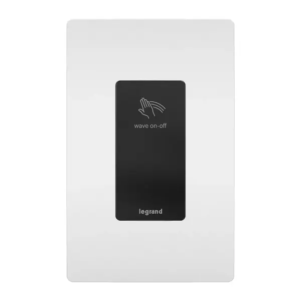 When it comes to lighting control, it's time to keep your hands€¦or at least their messes€¦to yourself. Thanks to Legrand€s innovative touchless technology, this sleek switch lets you turn lights on or off with a simple wave for the germ-and-worry solution that€s perfect for any home€s entryway or kitchen, as well as for shared spaces like offices, hotels and more. Wave €œhello€ to cleaner, more convenient control for cleaner, more convenient spaces. Made exclusively for use with the screwless Wall Plates from the radiant Collection, sold separately.Made exclusively for use with screwless Wall Plates from the radiant Collection, sold separately. Collection: radiant Finish: Black Width: 1.72" Height: 4.20" Length: 1.03" Weight: 0.20 lb Country of Origin: China