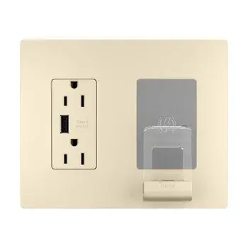 The radiant Wireless Charger instantly provides a convenient in-wall charging station, perfect for clearing space on kitchen counters or crowded nightstands. The first device of its kind, it easily replaces a single-gang outlet to begin wirelessly charging Qi-enabled phones at the wall, while also including a traditional AC power outlet and built-in USB connection to let you charge multiple devices €" like phones, tablets, Bluetooth speakers and more €" at once. Sleek, screwless Wall Plate included.Made exclusively for use with screwless Wall Plates from the radiant Collection, sold separately. Collection: radiant Finish: Light Almond Width: 1.69" Height: 3.28" Length: 1.31" Weight: 0.52 lb Country of Origin: China