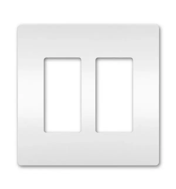 Designed to complement any space, the radiant Collection features sleek, screwless wall plates for cleaner lines and a sophisticated touch. Pair this two-gang option with your preferred combination of radiant switches, dimmers, and/or outlets for a completed look that's a step above ordinary. Collection: radiant Finish: White Width: 4.96" Height: 4.50" Length: 0.25" Weight: 0.10 lb Country of Origin: United States