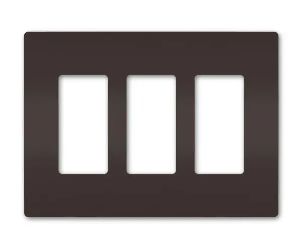 Designed to complement any space, the radiant Collection features sleek, screwless wall plates for cleaner lines and a sophisticated touch. Pair this three-gang option with a combination of radiant switches, dimmers, and/or outlets for a completed look that's a step above ordinary. Collection: radiant Finish: Brown Width: 6.77" Height: 4.50" Length: 0.25" Weight: 0.13 lb Country of Origin: United States