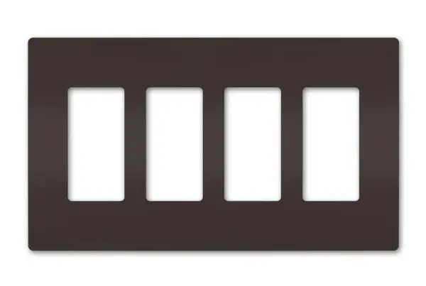 Designed to complement any space, the radiant Collection features sleek, screwless wall plates for cleaner lines and a sophisticated touch. Pair this four-gang option with a combination of radiant switches, dimmers, and/or outlets for a completed look that's a step above ordinary. Collection: radiant Finish: Brown Width: 8.59" Height: 4.50" Length: 0.25" Weight: 0.17 lb Country of Origin: United States