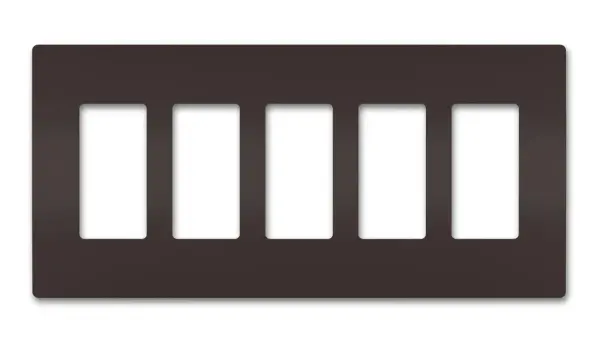 Designed to complement any space, the radiant Collection features sleek, screwless wall plates for cleaner lines and a sophisticated touch. Pair this five-gang option with a combination of radiant switches, dimmers, and/or outlets for a completed look that's a step above ordinary. Collection: radiant Finish: Brown Width: 10.40" Height: 4.50" Length: 0.25" Weight: 0.20 lb Country of Origin: United States