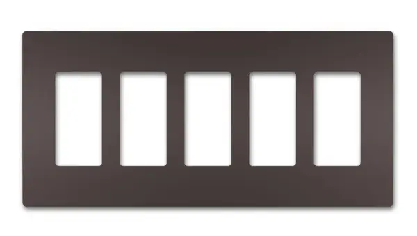 Designed to complement any space, the radiant Collection features sleek, screwless wall plates for cleaner lines and a sophisticated touch. Pair this five-gang option with a combination of radiant switches, dimmers, and/or outlets for a completed look that's a step above ordinary. Collection: radiant Finish: Dark Bronze Width: 10.40" Height: 4.50" Length: 0.25" Weight: 0.20 lb Country of Origin: United States