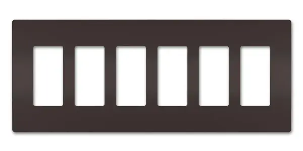 Designed to complement any space, the radiant Collection features sleek, screwless wall plates for cleaner lines and a sophisticated touch. Pair this six-gang option with a combination of radiant switches, dimmers, and/or outlets for a completed look that's a step above ordinary. Collection: radiant Finish: Brown Width: 12.21" Height: 4.50" Length: 0.25" Weight: 0.24 lb Country of Origin: United States