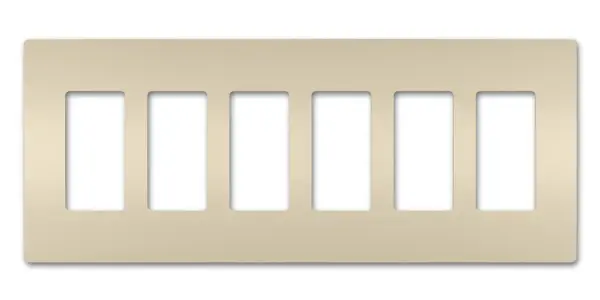 Designed to complement any space, the radiant Collection features sleek, screwless wall plates for cleaner lines and a sophisticated touch. Pair this six-gang option with a combination of radiant switches, dimmers, and/or outlets for a completed look that's a step above ordinary. Collection: radiant Finish: Light Almond Width: 12.21" Height: 4.50" Length: 0.25" Weight: 0.24 lb Country of Origin: United States