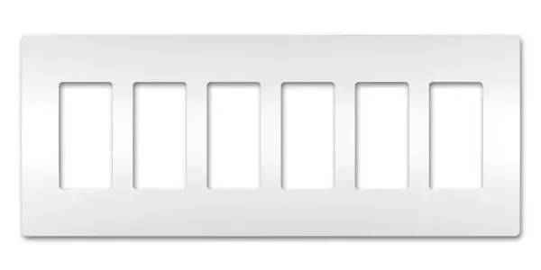 Designed to complement any space, the radiant Collection features sleek, screwless wall plates for cleaner lines and a sophisticated touch. Pair this six-gang option with a combination of radiant switches, dimmers, and/or outlets for a completed look that's a step above ordinary. Collection: radiant Finish: White Width: 12.21" Height: 4.50" Length: 0.25" Weight: 0.24 lb Country of Origin: United States