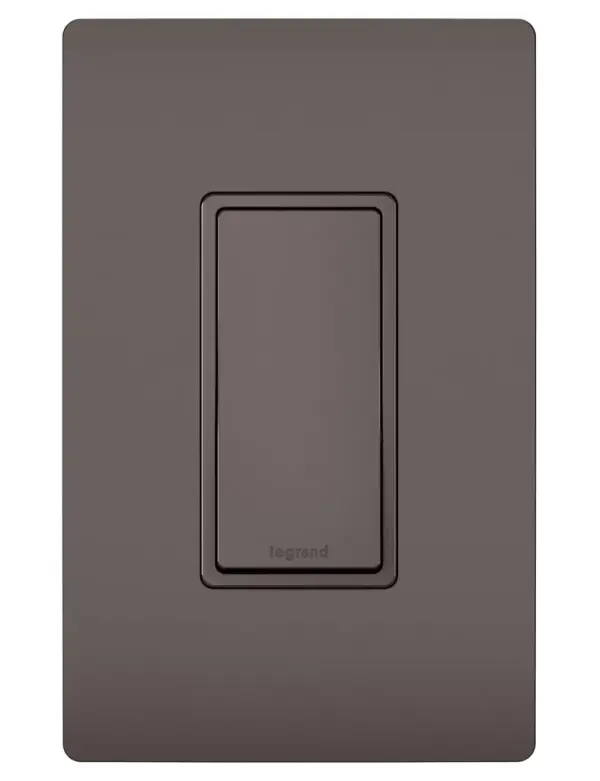 The perfect upgrade for your basic light switch, the Single-Pole Switch from the radiant Collection provides on/off control of a light or fixture from a single location, while combining clean lines and smooth paddle action for a sophisticated touch. Made exclusively for use with screwless Wall Plates from the radiant Collection, sold separately. Collection: radiant Finish: Brown Width: 1.43" Height: 4.19" Length: 1.27" Weight: 0.15 lb Country of Origin: China