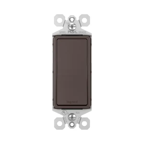 The perfect upgrade for your basic light switch, the Single-Pole Switch from the radiant Collection provides on/off control of a light or fixture from a single location, while combining clean lines and smooth paddle action for a sophisticated touch. Made exclusively for use with screwless Wall Plates from the radiant Collection, sold separately. Collection: radiant Finish: Dark Bronze Width: 1.43" Height: 4.19" Length: 1.27" Weight: 0.16 lb Country of Origin: China