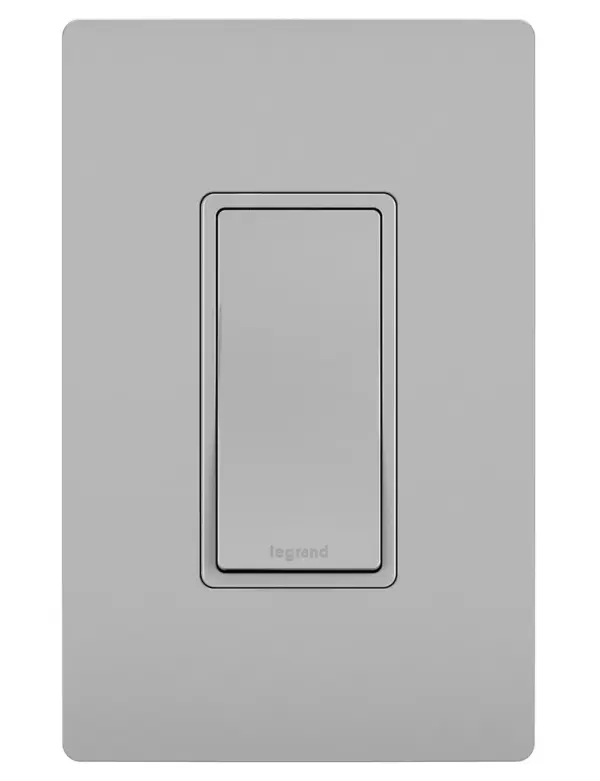 The perfect upgrade for your basic light switch, the Single-Pole Switch from the radiant Collection provides on/off control of a light or fixture from a single location, while combining clean lines and smooth paddle action for a sophisticated touch. Made exclusively for use with screwless Wall Plates from the radiant Collection, sold separately. Collection: radiant Finish: Gray Width: 1.43" Height: 4.19" Length: 1.27" Weight: 0.15 lb Country of Origin: China