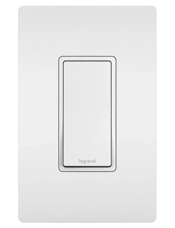 This switch features enduring Microban antimicrobial technology that works to reduce the growth of bacteria, around the clock, for the lifespan of the product.The perfect upgrade for your basic light switch, this Single-Pole Switch from the radiant Collection provides on/off control of a light or fixture from a single location, while combining clean lines and smooth paddle action for a sophisticated touch.Made exclusively for use with screwless Wall Plates from the radiant Collection, sold separately.This product is not currently available for sale in Canada. Collection: radiant Finish: White Width: 1.43" Height: 4.19" Length: 1.27" Weight: 0.17 lb Country of Origin: China
