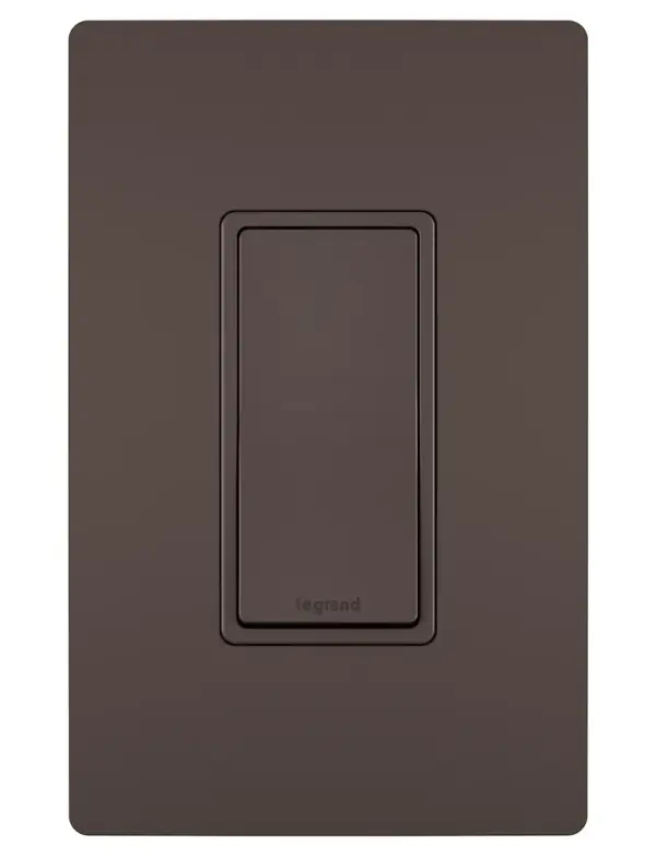 Allowing control of a light or fixture from two separately located switches, the radiant 3-Way Switch upgrades your space with clean lines and smooth paddle action for a sophisticated touch.Made exclusively for use with screwless Wall Plates from the radiant Collection, sold separately. Collection: radiant Finish: Dark Bronze Width: 1.43" Height: 4.19" Length: 1.27" Weight: 0.17 lb Country of Origin: China