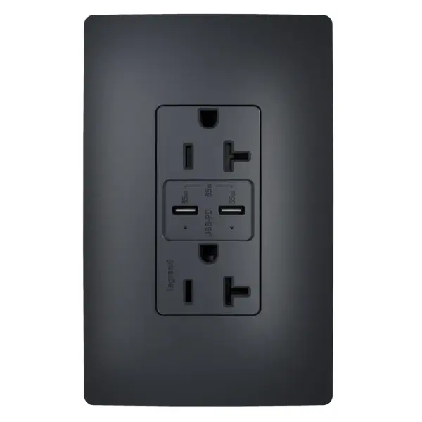 Elevate the power and convenience in your commercial spaces with Legrand's 65W USB Outlet, equipped with dual Type-C ports and Power Delivery for high-capacity charging. Designed for safe, efficient charging of essential devices €" including smartphones, tablets, and small laptops like the 13-inch MacBook Pro and Chromebooks €" this outlet provides an industry-leading power solution tailored for the future of commercial power needs. Collection: radiant Finish: Graphite Width: 2.99" Height: 1.94" Length: 1.52" Weight: 0.33 lb