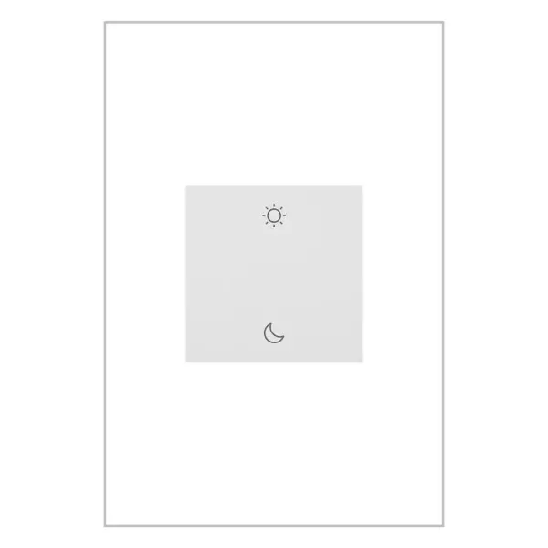Use this battery-operated smart light switch to control the Wake/Sleep full lighting scenes with one touch. Position near a nightstand or the door of an en suite bathroom for convenient morning and nighttime control. Add to any wall, no wires or tools needed, then program it easily within the app. Smart Lighting lets you set the exact lighting you need, from anywhere, adding safety and convenience to your home. And delivering it all with unprecedented range and reliability, adorne with Netatmo leverages leading Netatmo technology to provide an ideal solution for larger homes with many smart products. Start with the Smart Gateway to establish a robust and dedicated mesh network, then add smart switches, smart dimmer switches and smart outlets to build a solution that fits a home€s unique space and needs. Made exclusively for use with Wall Plates from the adorne Collection, sold separately. Collection: adorne Finish: White Width: 1.79" Height: 4.68" Length: 0.24" Weight: 0.18 lb Voltage: 120.00 V Material: Polycarbonate Country of Origin: China Switch: Touch Connection: Wired Manufacturer Warranty: 1 yr