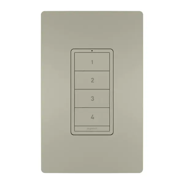 Smart Lighting lets you set the exact lighting you need, from anywhere, adding safety and convenience to your home. And delivering it all with unprecedented range and reliability, radiant with Netatmo leverages leading Netatmo technology to provide an ideal solution for larger homes with many smart products. Start with the Smart Gateway to establish a robust and dedicated mesh network, then add smart switches, dimmers and outlets to build a solution that perfectly fits a home€s unique space and needs. Use this battery-operated smart scene switch to control up to four full lighting scenes with one touch. Add to any wall, no wires or tools needed, then create your scenes easily within the app. A great addition for living rooms, dens and more, the switch makes it simple to quickly set the perfect lighting for a movie or game night. Made exclusively for use with screwless Wall Plates from the radiant Collection, sold separately. Collection: radiant Finish: Nickel Width: 3.15" Height: 4.96" Weight: 0.18 lb Country of Origin: China