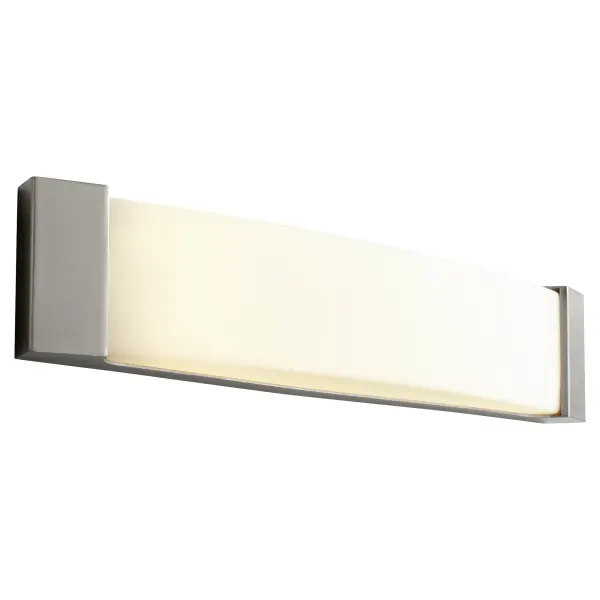 The Apollo 24" vanity combines clean lines with energy-efficient LED technology, offering timeless modern design perfect for bathroom spaces. Its satin nickel finish provides versatile styling that complements contemporary interiors. - alternate view