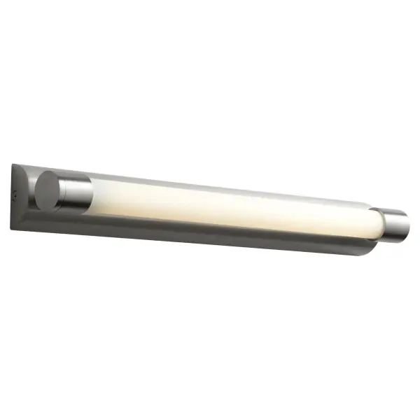 The Skyline vanity fixture delivers minimalist design with practical functionality. Its matte white acrylic diffuser provides soft, even lighting perfect for grooming tasks, while ADA compliance and damp rating ensure versatility. - alternate view