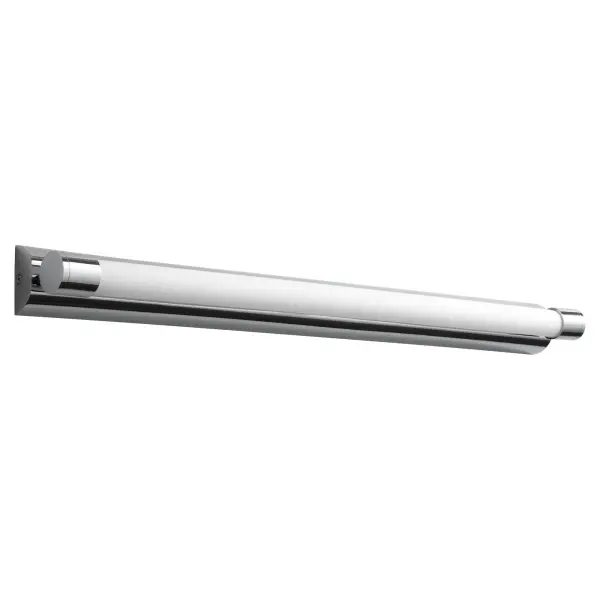 The Skyline 36" vanity light combines minimalist design with practical functionality. Its polished chrome finish and matte white acrylic diffuser deliver soft, even lighting perfect for grooming tasks. ADA-compliant and damp-rated.