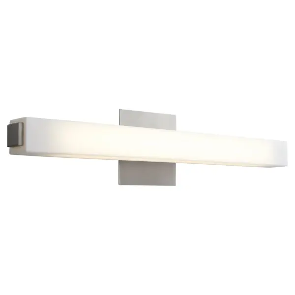 The Adelphi vanity light combines classic design with modern efficiency, featuring a 14-watt LED in a versatile satin nickel finish. Its timeless form adapts to various bathroom styles while providing reliable task lighting. - alternate view