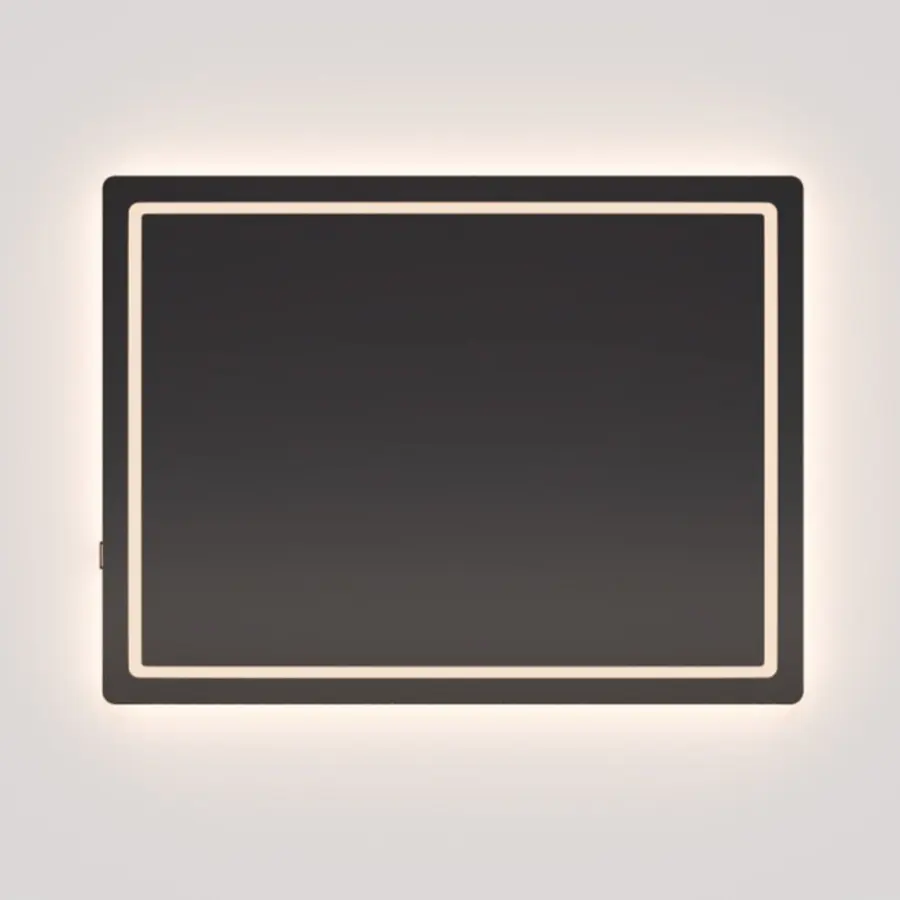 Compact 60" x 42" Lighted Mirror in Black - Image 1
