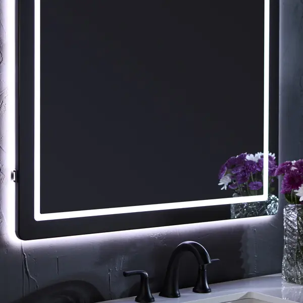 Compact 60" x 42" Lighted Mirror in Black - Image 8