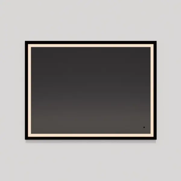 The Dusk combines sleek matte black aluminum framing with advanced lighting technology. Features include CCT selectability, dimmability, infrared sensor control, and built-in defogger for optimal functionality.