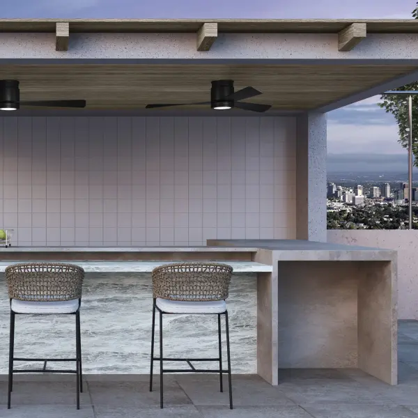 The Adora 52" combines contemporary minimalist design with wet-rated durability, making it ideal for covered patios and modern interiors. Its hugger mount suits lower ceilings while delivering powerful, quiet airflow year-round. - alternate view