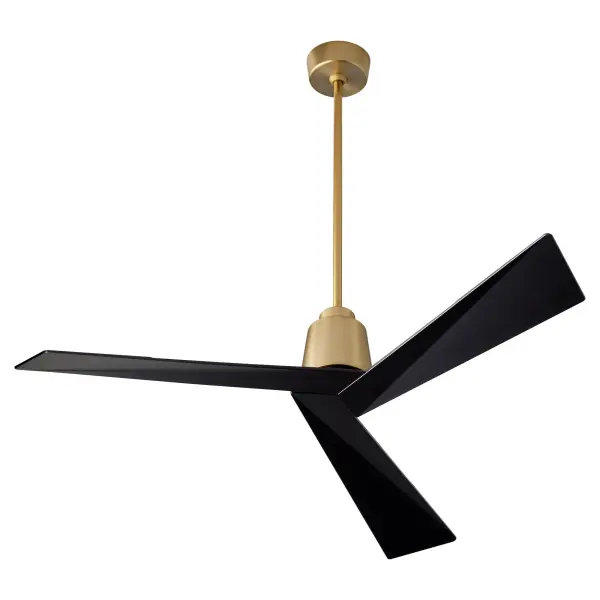 The Dynamo 54" Ceiling Fan transforms any space with its striking angular blades and sophisticated aged brass/black finish. Perfect for modern interiors seeking both artistic statement and efficient air circulation.