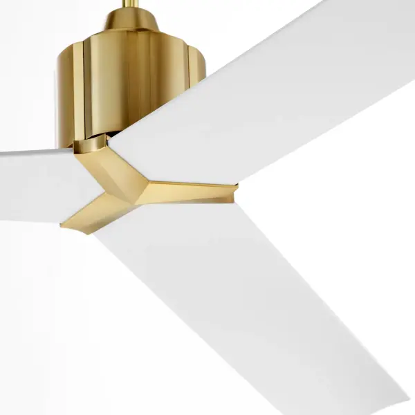 The Strato 60" combines striking design with cutting-edge technology. Its sculptural form features studio white blades contrasted with warm aged brass, while Bond Smart WiFi integration offers seamless control. - alternate view