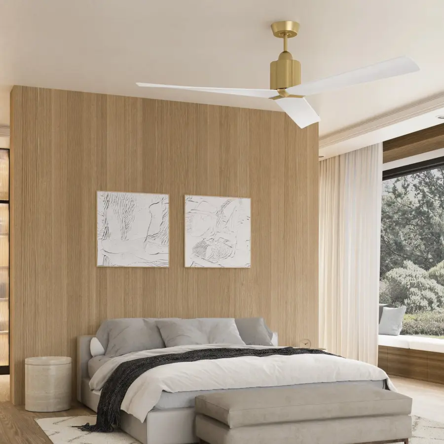 Strato 60" Ceiling Fan - Aged Brass & White - Image 4