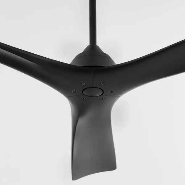 The Mecca 64" Ceiling Fan combines sleek modern aesthetics with robust performance. Its unique 3-blade design with smooth square tips creates a striking focal point while the 120DC motor delivers quiet, efficient operation. - alternate view
