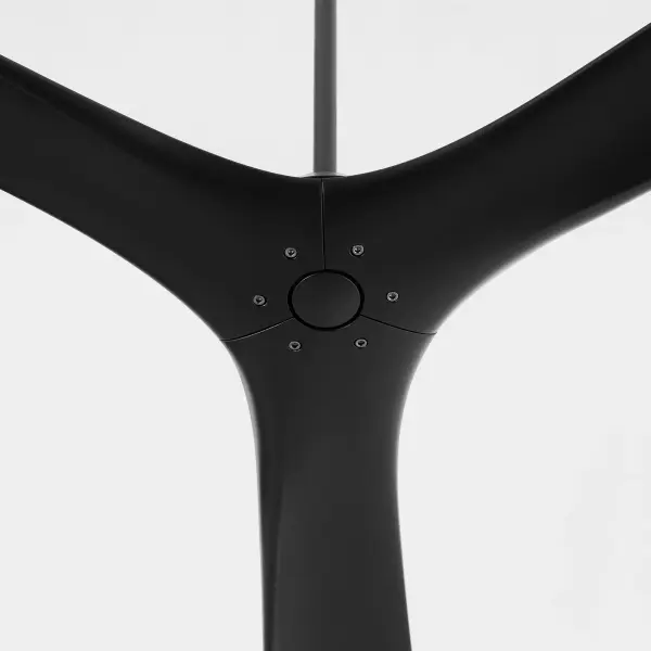 The Mecca 72" Ceiling Fan combines striking modern aesthetics with powerful performance. Its unique 3-blade design with smooth square tips creates a bold focal point, while the quiet 120DC motor delivers efficient cooling for large spaces. - alternate view