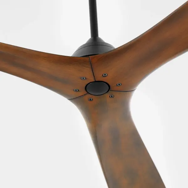 The Mecca 72" Ceiling Fan combines modern minimalist aesthetics with robust DC motor technology. Its unique 3-blade design with smooth square tips creates a striking focal point while delivering optimal airflow for large spaces. - alternate view