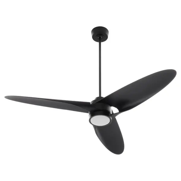 The Xega 60" ceiling fan combines artistic design with smart technology. Three dramatically curved blades create a striking visual while Smart by Bond integration enables convenient control from any device. - alternate view